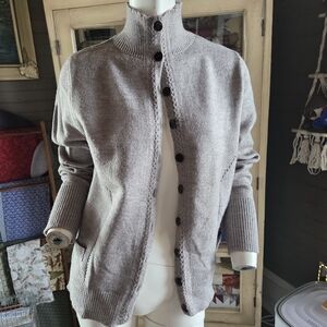 Women's High-Neck Gray Cardigan